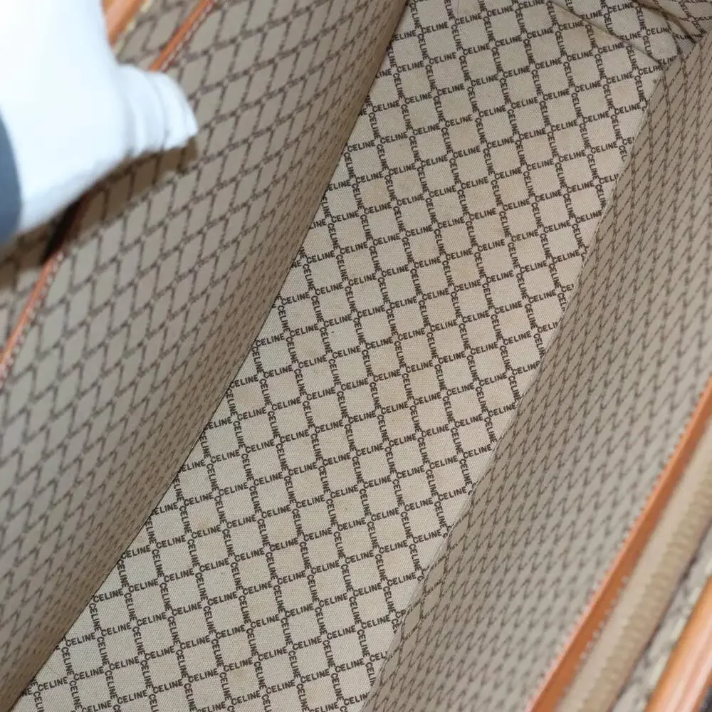 CELINE Macadam Canvas Trunk Pvc Leather Gold Brown